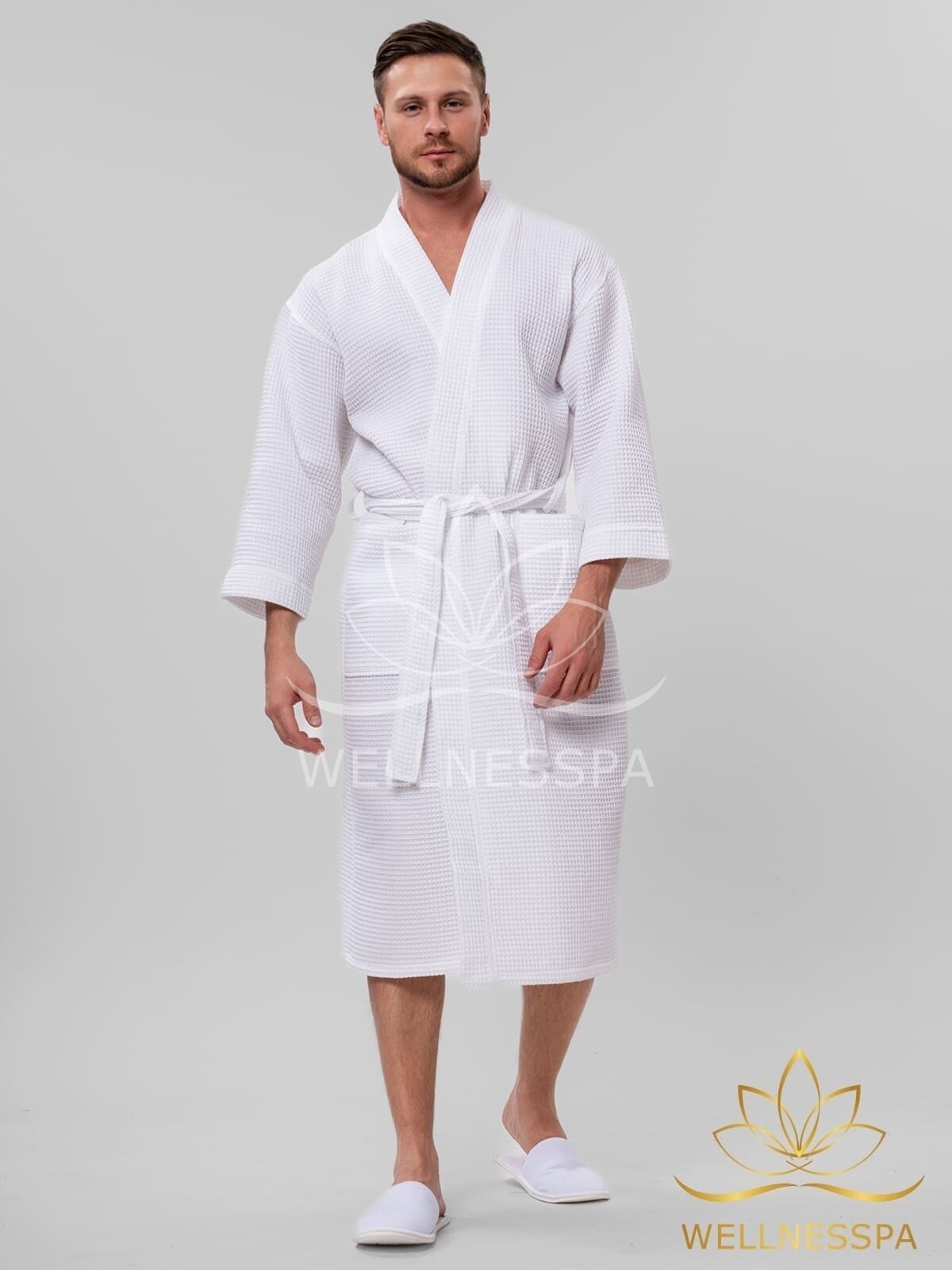 Мужские вафельные халаты «кимоно» Spa Line, 3XL для СПА - купить оптом в  Москве|Wellnesspa