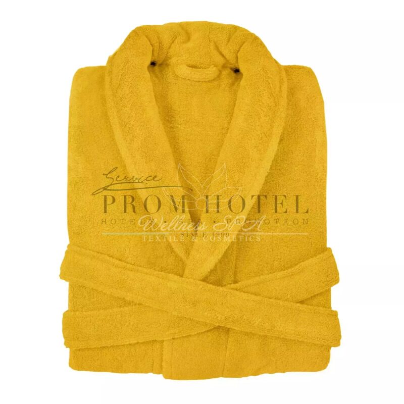 Однотонный махровый халат, желтый, 2XL