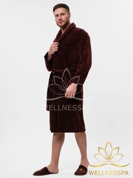 Мужские велюровые халаты Hotel Comfort, L, темно-коричневый